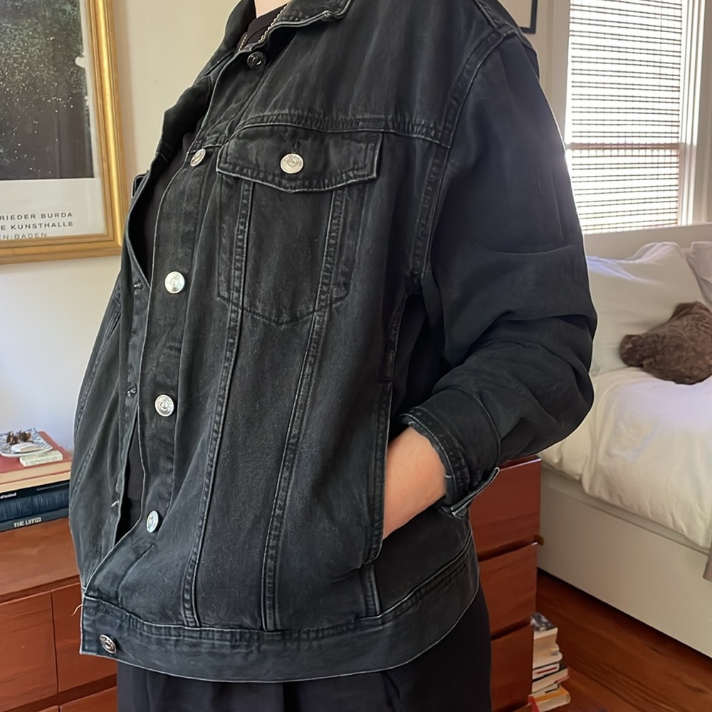 Black/dark grey denim jacket